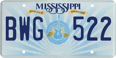 MS license plate BWG522