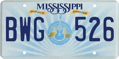 MS license plate BWG526