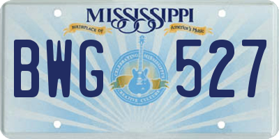 MS license plate BWG527