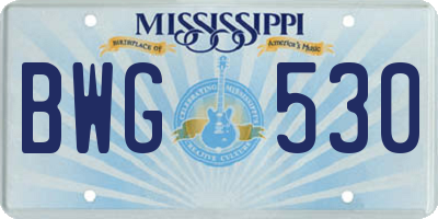 MS license plate BWG530