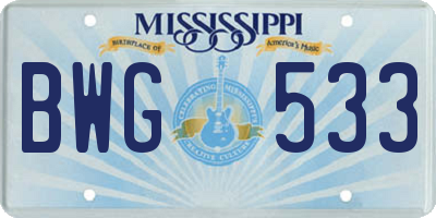 MS license plate BWG533