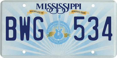 MS license plate BWG534