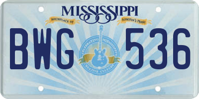 MS license plate BWG536