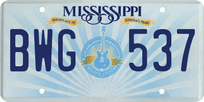 MS license plate BWG537