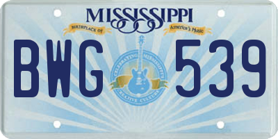 MS license plate BWG539