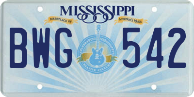 MS license plate BWG542