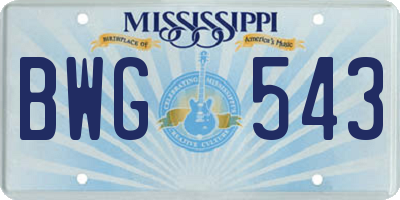 MS license plate BWG543