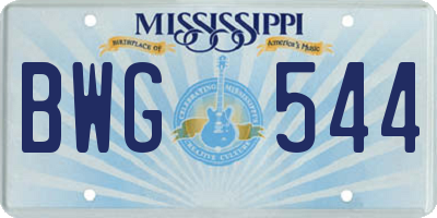 MS license plate BWG544