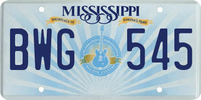 MS license plate BWG545