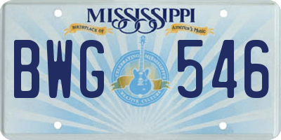 MS license plate BWG546