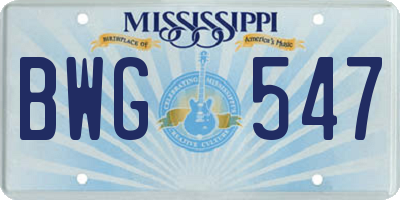 MS license plate BWG547