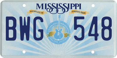 MS license plate BWG548