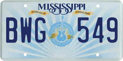 MS license plate BWG549