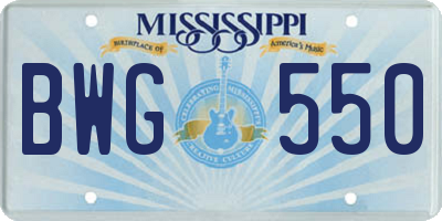 MS license plate BWG550