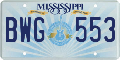 MS license plate BWG553
