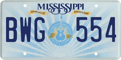 MS license plate BWG554