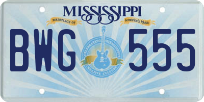 MS license plate BWG555