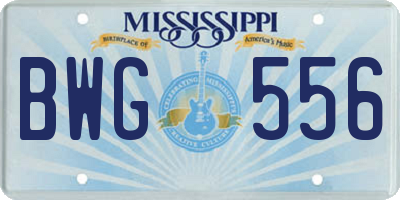 MS license plate BWG556