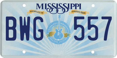 MS license plate BWG557