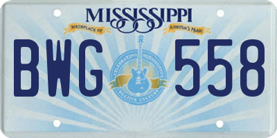 MS license plate BWG558