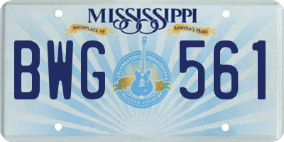 MS license plate BWG561