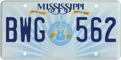 MS license plate BWG562