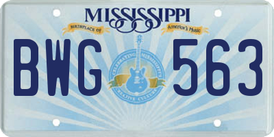 MS license plate BWG563