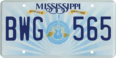 MS license plate BWG565