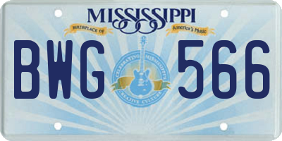 MS license plate BWG566