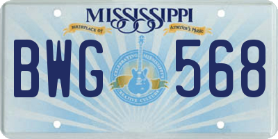 MS license plate BWG568