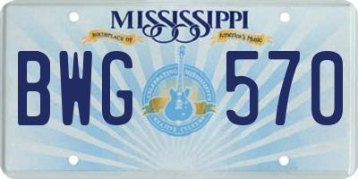 MS license plate BWG570