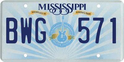 MS license plate BWG571