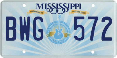 MS license plate BWG572