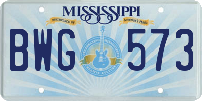 MS license plate BWG573