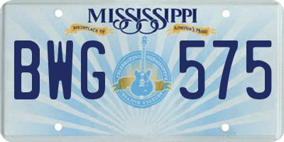 MS license plate BWG575