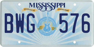 MS license plate BWG576