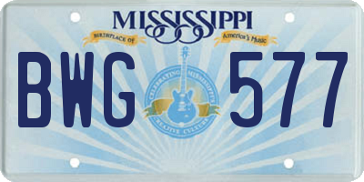 MS license plate BWG577