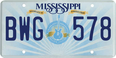 MS license plate BWG578