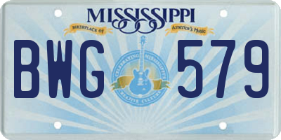 MS license plate BWG579