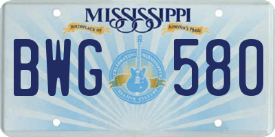 MS license plate BWG580