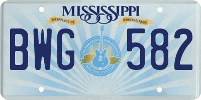 MS license plate BWG582