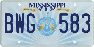 MS license plate BWG583
