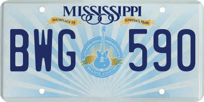 MS license plate BWG590