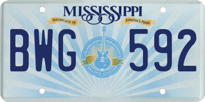 MS license plate BWG592
