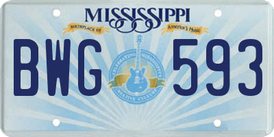 MS license plate BWG593