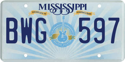 MS license plate BWG597