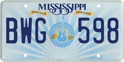 MS license plate BWG598