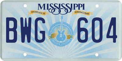MS license plate BWG604