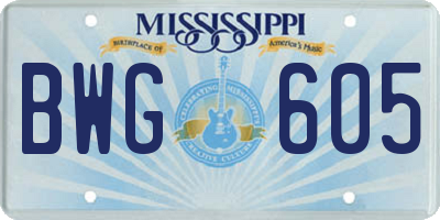 MS license plate BWG605