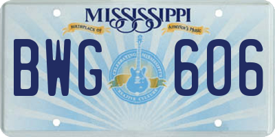 MS license plate BWG606